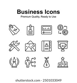 Paquete de iconos de negocios en estilo de diseño moderno, Vectores personalizables