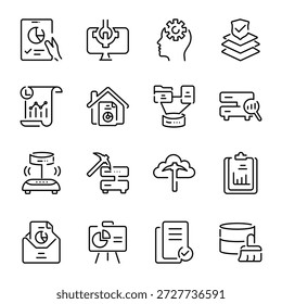 Pack of Business Intelligence Line Style Icons 