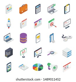 Pack Of Business Isometric Icons 