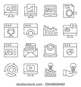 Paquete de iconos lineales de negocios