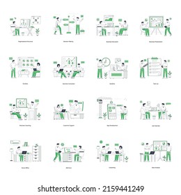 Paquete de ilustraciones planas de administración de negocios 

