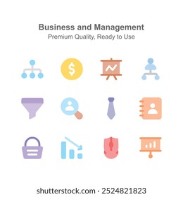 Pack of business management icons in editable design style