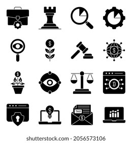 Paket mit soliden Business- und Management-Symbolen