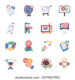 Pack of Business Marketing Flat Style Stickers 

