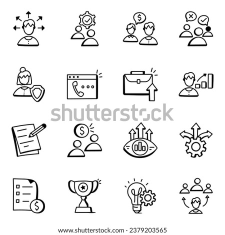 Pack of Business, Office and Workplace Doodle Icons

