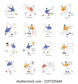 Pack of Business and Shopping Flat Illustrations

