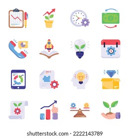 Pack of Business Startup Flat Icons 

