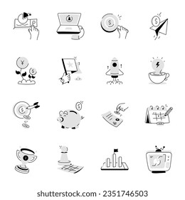 Pack of Business Startup Hand Drawn Icons

