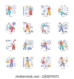 Paket von Business- und Web-Services-Flachillustrationen 

