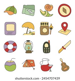 Paquete De Icono De Camping Plano


