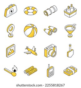 Pack of Camping Tools Flat Icons 

