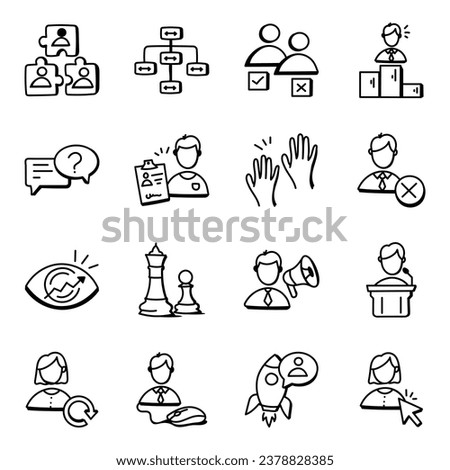 Pack of Career Development Doodle Icons

