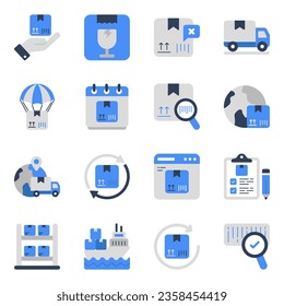 Paket mit Cargo Flat Icons 

