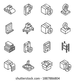 
Pack of Cargo Glyph Isometric Icons 