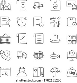 Pack of Cargo Line Icons 