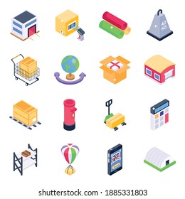 
Pack of Cargo Services in Modern Isometric Design