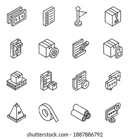 
Pack of Cargo and Shipment Glyph Isometric Icons 
