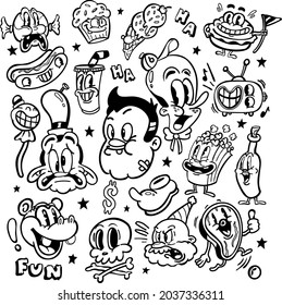 Pack of cartoon illustrations.Stylization.Isolated on white background.