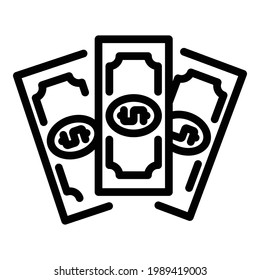 Pack cash icon. Outline Pack cash vector icon for web design isolated on white background