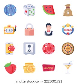 Pack of Casino Flat Icons 

