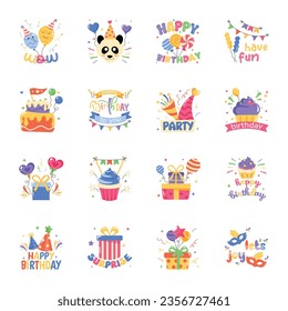 Paquete de pegatinas planas de fiesta de celebración 

