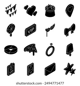 Pack of Celebration Solid Icon 

