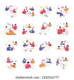 Pack Of Chatting Flat Illustrations 

