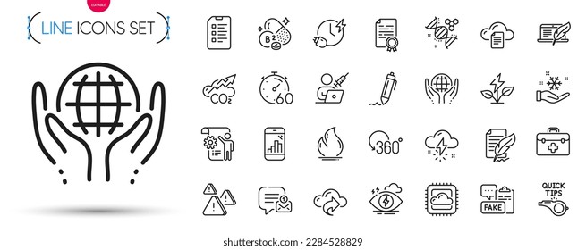 Pack of Checklist, Attention and Certificate diploma line icons. Include Organic tested, Co2, Timer pictogram icons. Copyright laptop, Graph phone, Stress signs. Feather signature. Vector