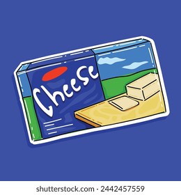 pack cheddar cheese squares vector illustration design isolated in blue background