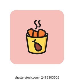 Pack with chicken nuggets line icon. Fast food, snack, refreshment. Takeaway food concept. Vector illustration can be used for topics like food, unhealthy eating, menu