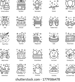 Pack Of Childhood Line Icons 