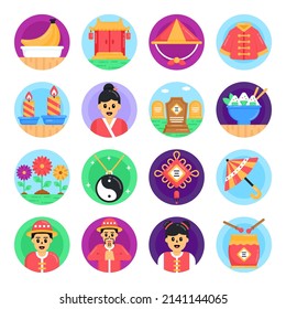 Pack of China Festival Flat Icons 

