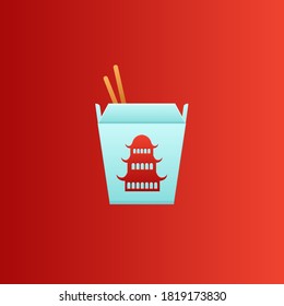 pack with chinese food vector icon