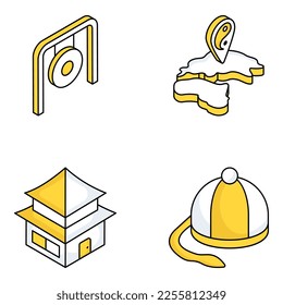 Paquete de iconos planos de evento de Año Nuevo chino

