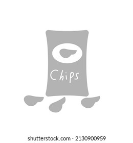 icono de paquete de chips en fondo blanco, ilustración vectorial