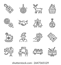 Pack of Christmas Celebration Outline Style icons 

