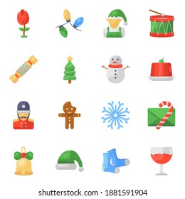 
Pack of Christmas Equipment Flat Icons