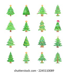 Pack of Christmas Trees Flat Illustrations 

