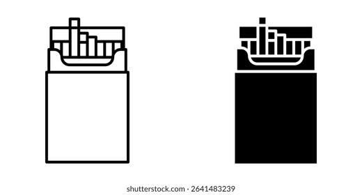 A pack of cigarettes or cigarette box Icon set Symbol isolated white background. vector illustration. color editable.