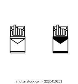 Un paquete de cigarrillos o un color de icono del vector de caja de cigarrillos editable