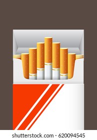 Pack of cigarettes, close up. Vector illustration