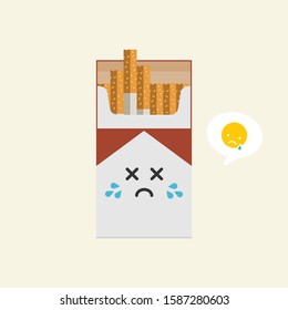 Pack of cigarettes. Flat style. The nicotine dependence. Addiction. The red packaging. Unhealthy habit. Smoking kills. Vector illustration.