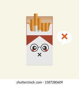 Pack of cigarettes. Flat style. The nicotine dependence. Addiction. The red packaging. Unhealthy habit. Smoking kills. Vector illustration.