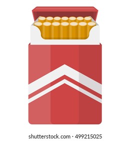 Pack of cigarettes icon in cartoon style isolated on white background. Drugs symbol stock vector illustration.