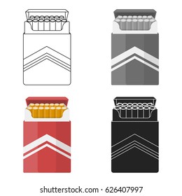 Pack of cigarettes icon in cartoon style isolated on white background. Drugs symbol stock vector illustration.