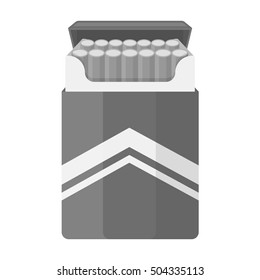 Pack of cigarettes icon in monochrome style isolated on white background. Drugs symbol stock vector illustration.