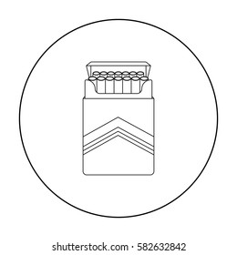 Pack of cigarettes icon in outline style isolated on white background. Drugs symbol stock vector illustration.