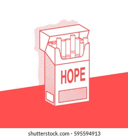 The Pack Of Cigarettes With Inscription Hope. Vector Illustrations.