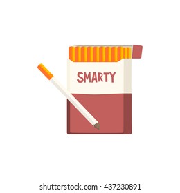 Envase De Cigarrillos De Vector Colorido Simplificado De Marca Inventada Isolación En Fondo Blanco