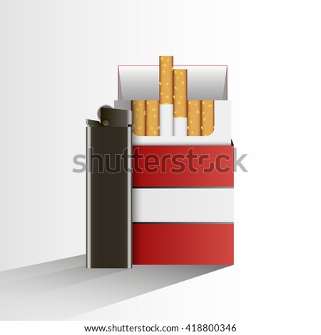 A pack of cigarettes and lighter
